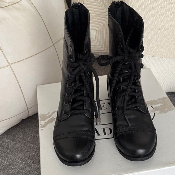 Steve Madden Black Lace-Up Combat Boots - Picture 2 of 11